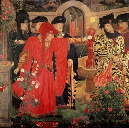 Het kiezen van de rode en witte rozen in de Temple Garden, 1910